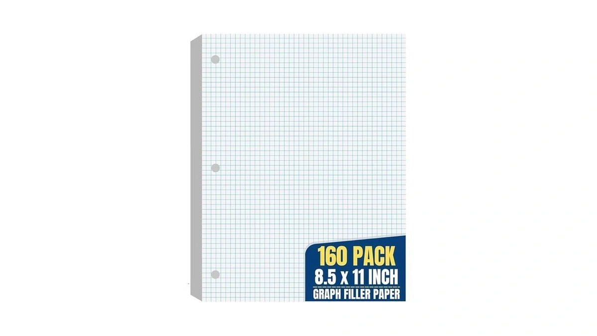 1intheoffice Graph Paper Loose Leaf, Graph Ruled Filler Paper, 8.5