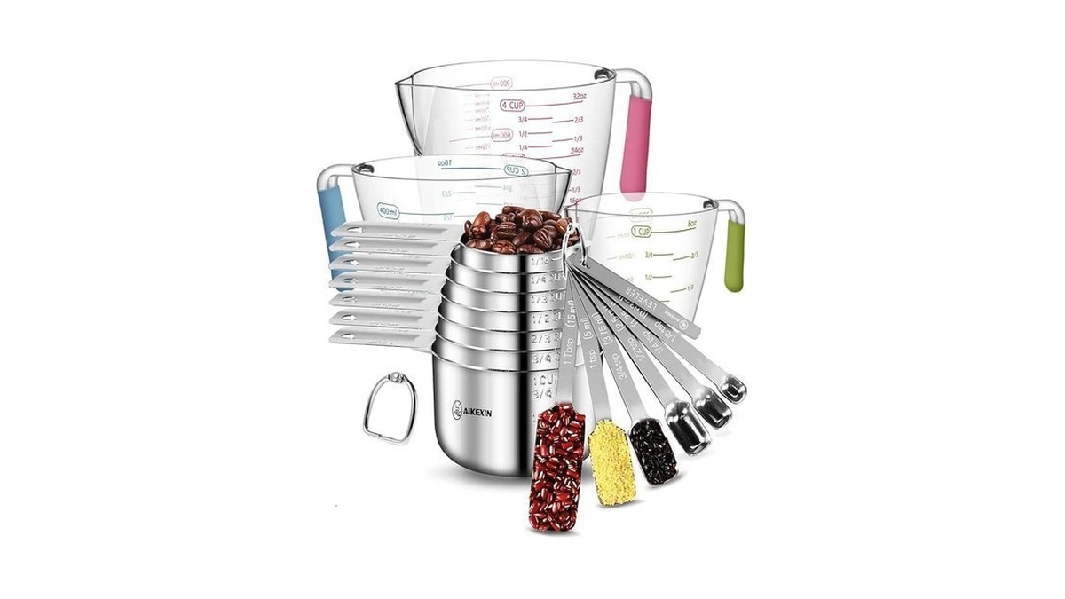 Measuring Cups And Spoons Set Of 19 - Stackable Stainless