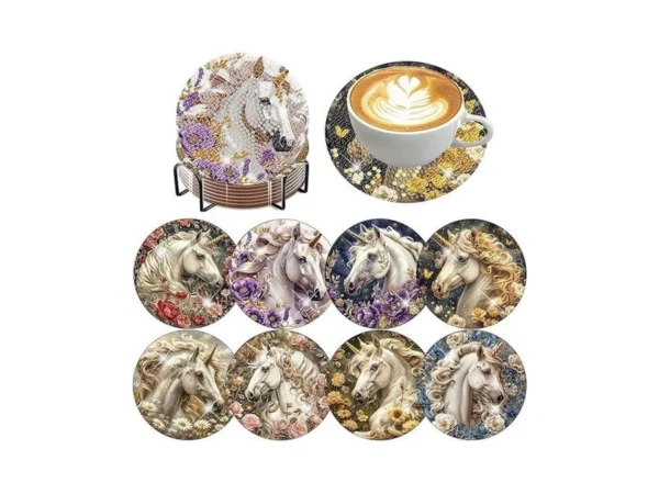 Unicorn Diamond Art Coasters 8 Pcs With Holder Diamond Painting
