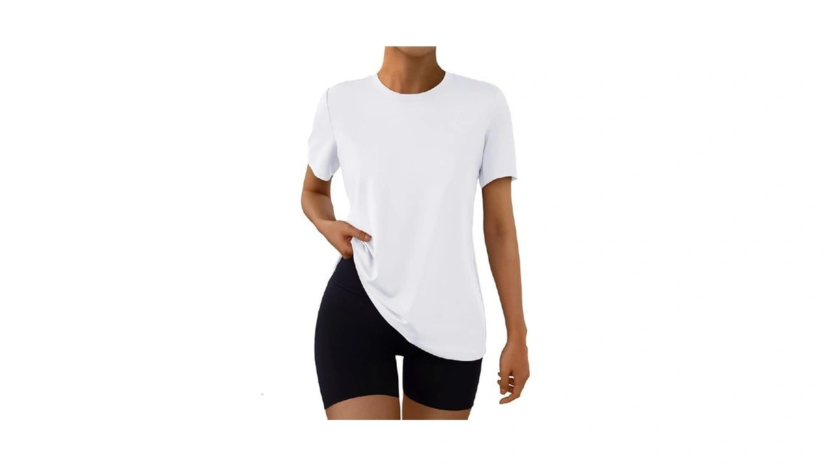 Automet Women's Workout Tops Short Sleeve Gym Shirts Yoga Moisture