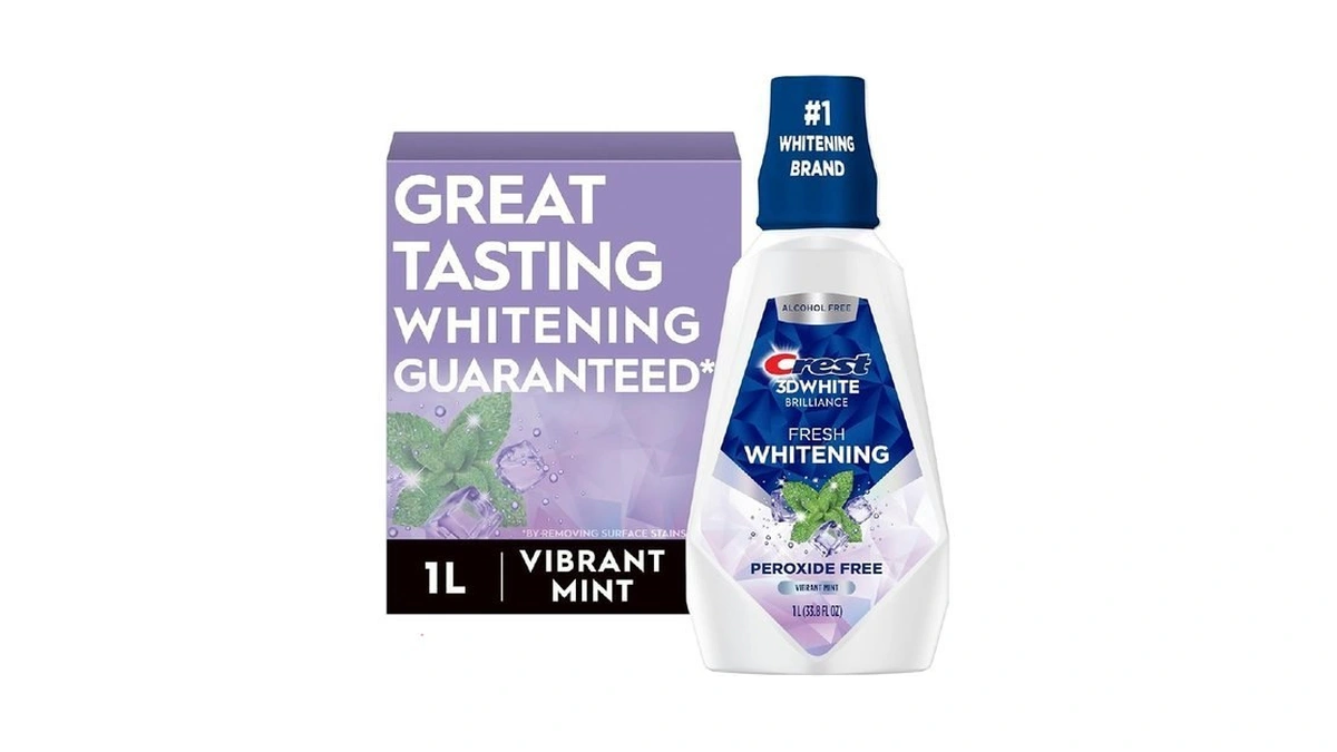 Crest 3d White Brilliance Whitening Mouthwash, Alcohol Free, Clean Mint,