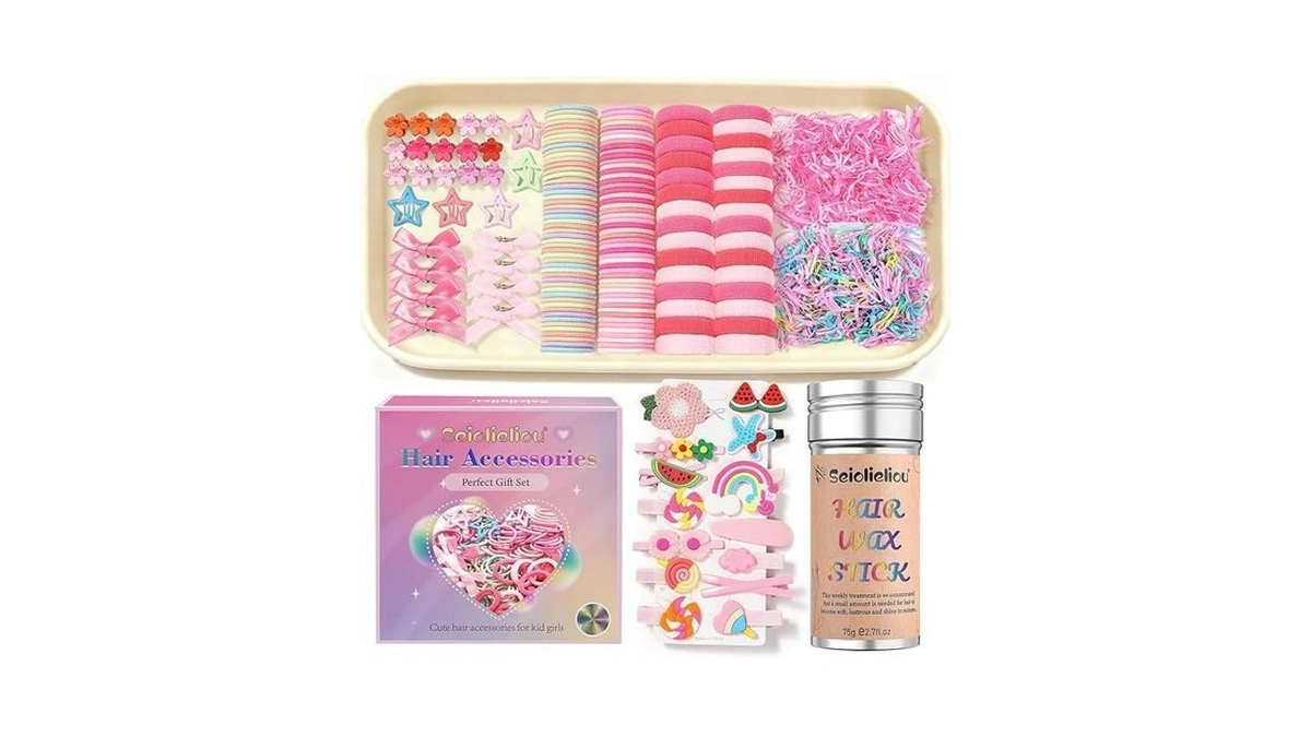 873 Pcs Girls Hair Accessories-pink Hair Bows, Clips, Elastics, Ponytail