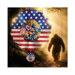 Suncket Bigfoot Wind Spinner With Sasquatch & American Flag Design,