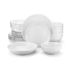 Malacasa 24-piece Gourmet Porcelain Dinnerware Sets, Modern White Round Dish