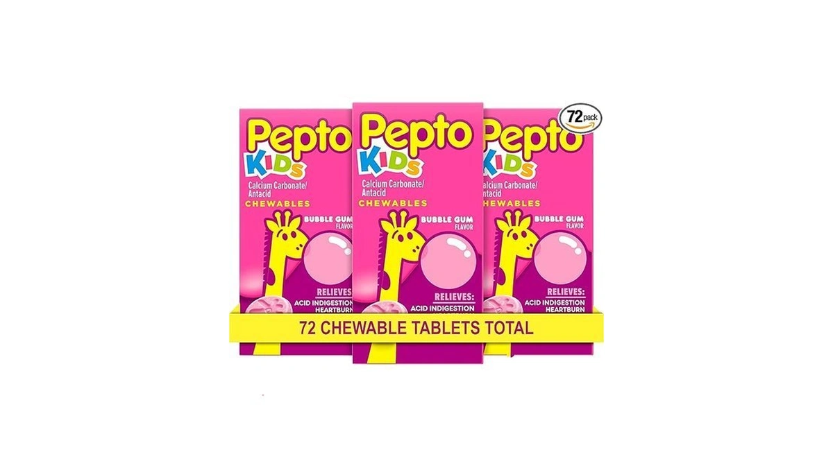 Pepto Kids Bubblegum Antacid Tablets Chewable, Upset Stomach Relief For
