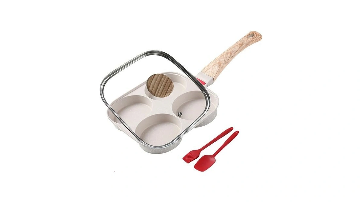 Foorey Home Egg Pan 4 Cup Nonstick Frying Omelette Pan