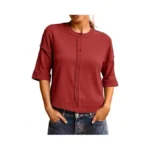 Saodimallsu Womens 3/4 Sleeve Cardigan Sweaters Button Down Crewneck Knit