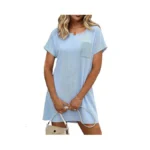 Ekouaer Plus Size Nightgown Women Short Sleeve Sleep Dress Loose