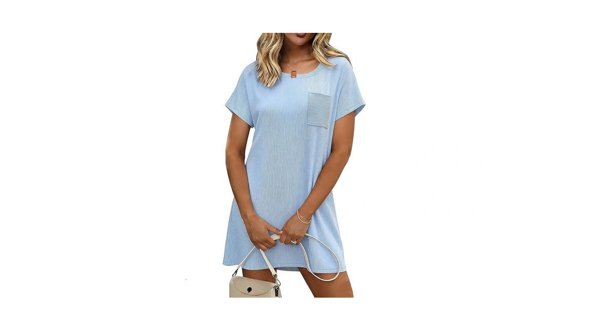 Ekouaer Plus Size Nightgown Women Short Sleeve Sleep Dress Loose