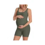 Attraco Pregnancy Workout Romper Bodycon Short Jumpsuit Sleeveless Maternity Onesie