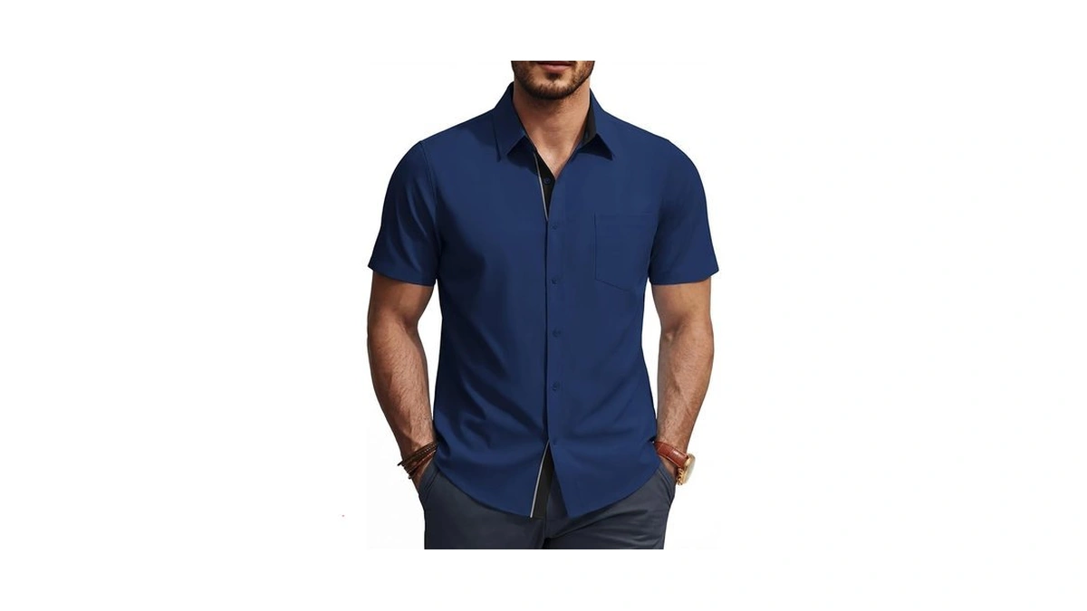 Pj Paul Jones Mens Casual Business Shirt Short Sleeve Dress