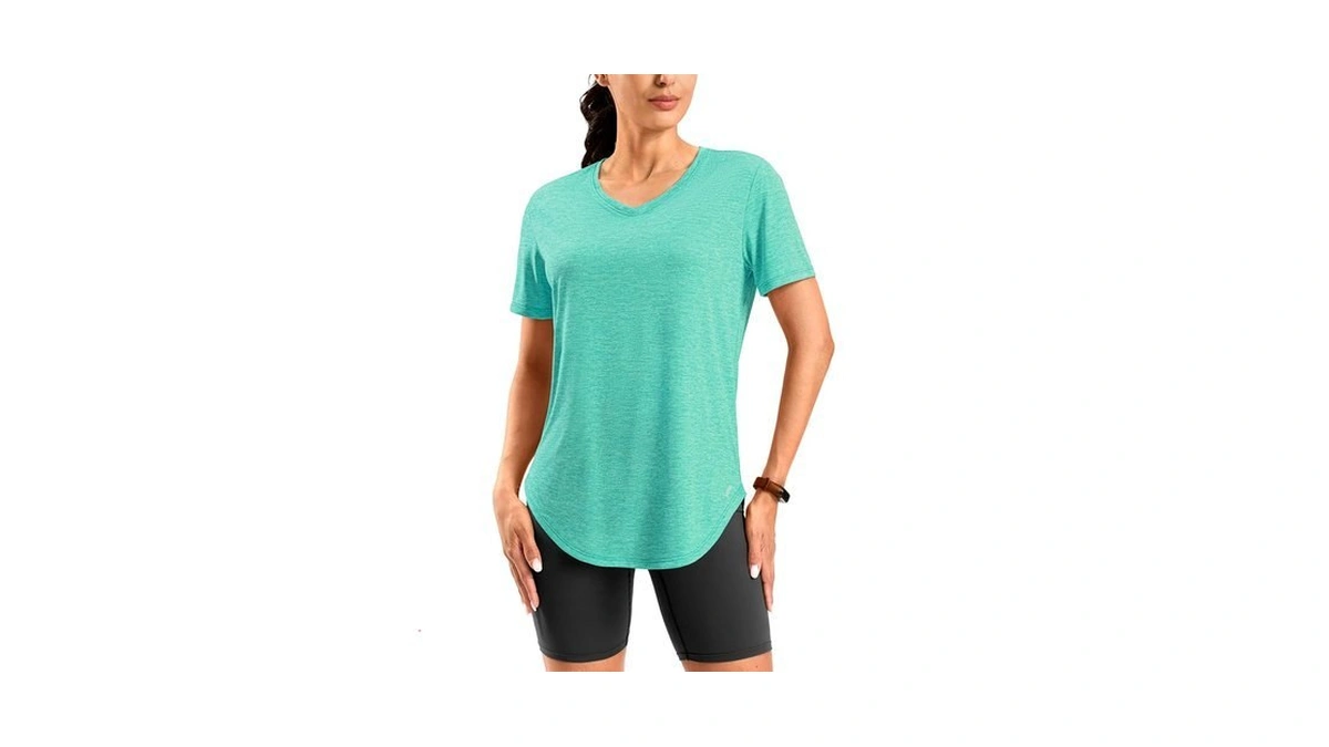 Viodia Womens Workout Tops Full Back Coverage Athletic Shirt Upf