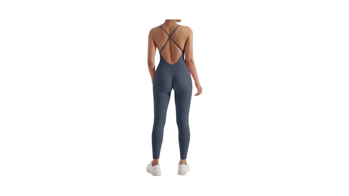 Mooslover Women Strappy Backless One Piece Jumpsuits Tummy Control Padded
