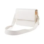 Telena Women's White Faux Leather Sling Handbag With Lizard Pattern,
