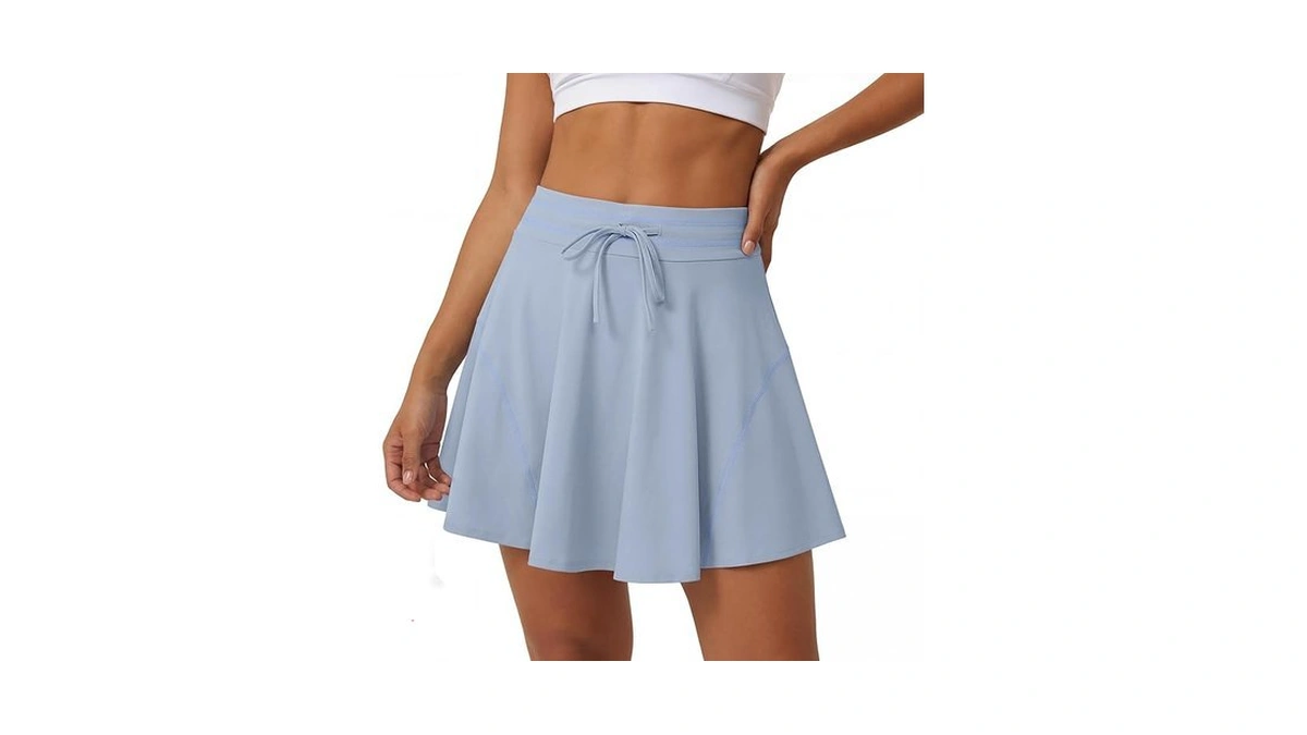 Caracilia Women's Athletic Tennis Skort, Drawstring High Waisted Built-in Shorts,
