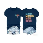 Womens Funny Mama Graphic Tee Cute Letter Print Short Sleeve