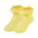 Wbzotss Toddler Girls Ruffle Socks, Newborn Girl Cotton Lace Frilly