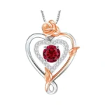 Riviko Rose July Birthstone Necklace For Women,925 Sterling Silver Infinity