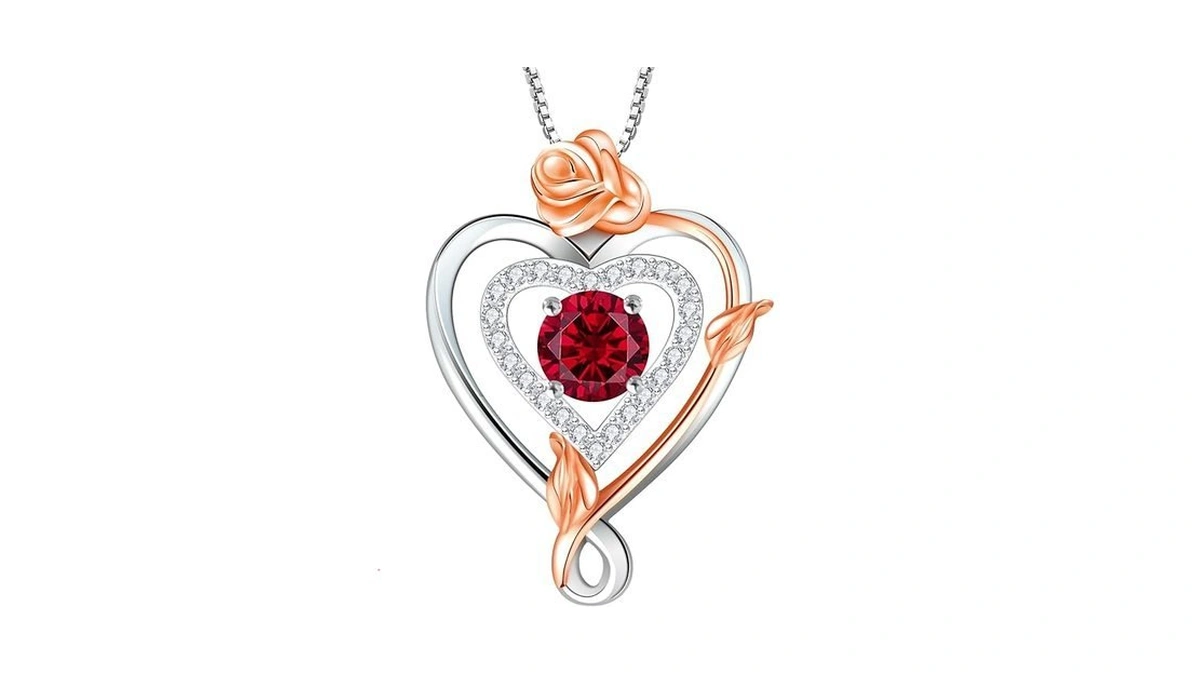 Riviko Rose July Birthstone Necklace For Women,925 Sterling Silver Infinity