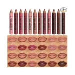 Langmanni 12pcs Matte Velvet Lip Liner Pencil Set - Highly