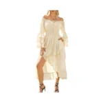Scarlet Darkness Renaissance Dress Women Medieval Off Shoulder Peasant Flowy