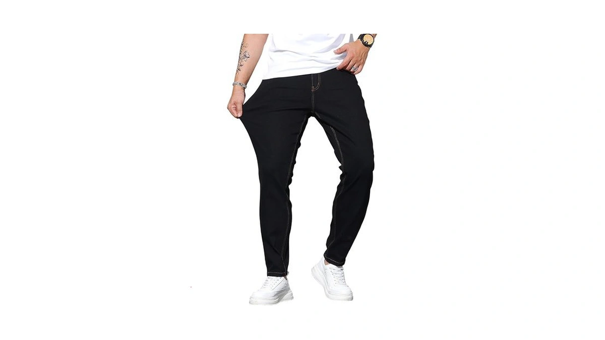Qgrswbc Men’s Regular Fit Jeans Classic Straight-leg Stretch Denim Pants