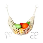 Fruit Hammock Under Cabinet With Hooks, Macrame Hanging Fruit Basket