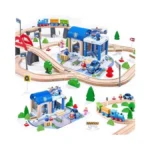 102pcs Wooden Train Set For Toddlers, Wooden Train Track -