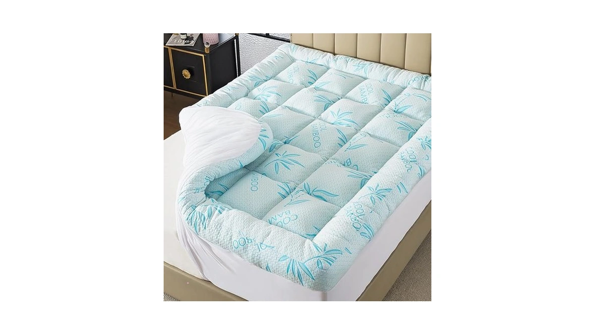 Whatsbedding 5 Inch Queen Mattress Topper Breathable Bamboo Viscose Air
