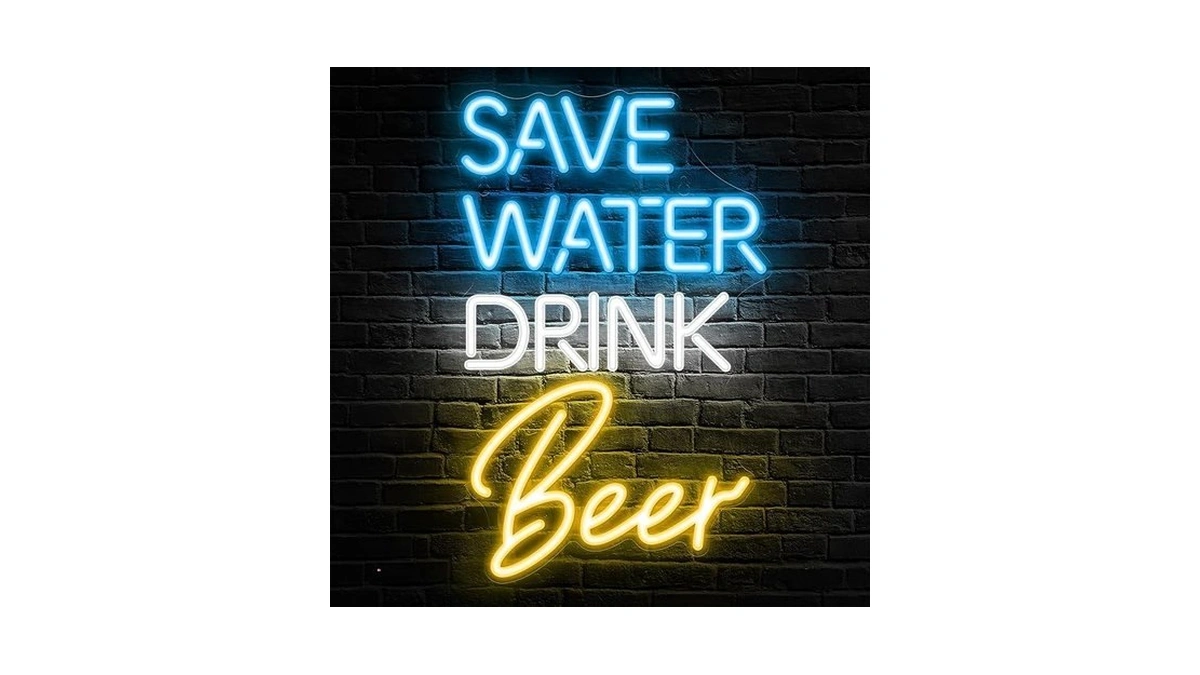 Kavaas Save Water Drink Beer Neon Sign, Neon Beer Signs