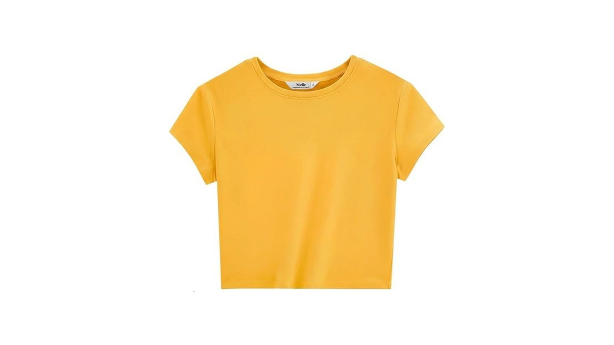 Stelle Womens Short Sleeve Crop Tops Crewneck Basic T Shirts