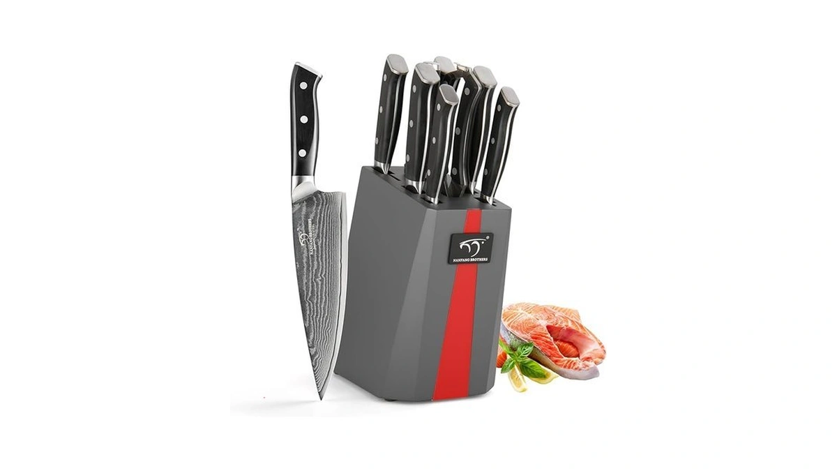 Nanfang Brothers Knife Set, 9 Pieces Damascus Kitchen Knife Set