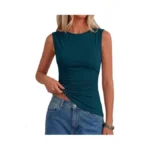 Prettygarden Boat Neck Tops For Women 2026 Spring Asymmetrical Sleeveless