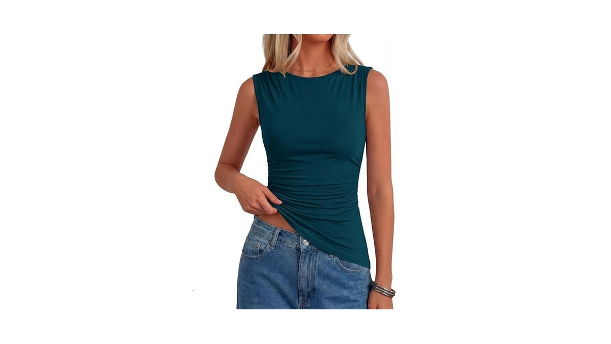 Prettygarden Boat Neck Tops For Women 2026 Spring Asymmetrical Sleeveless
