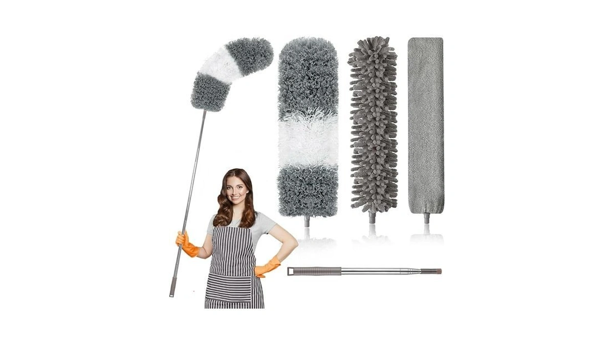 Microfiber Duster, 4pcs With Extension Pole(stainless Steel) 30 To 100