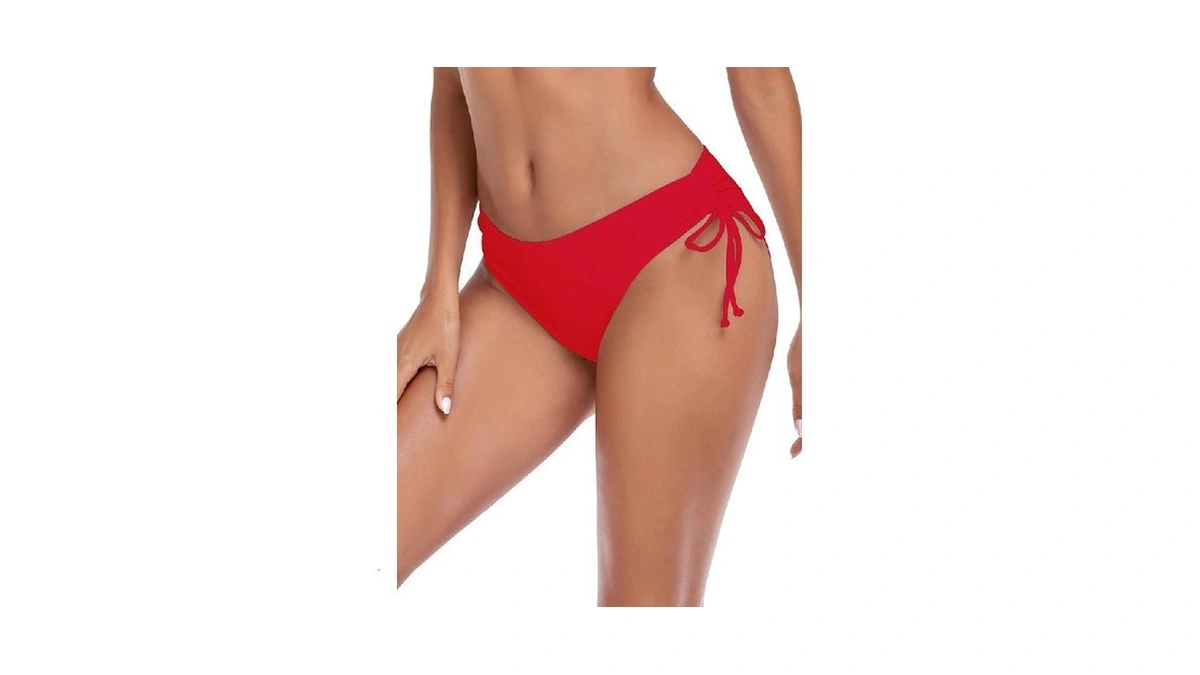 Colloyes Women's Drawstring Bikini Bottoms Full Coverage Low Waisted Swim