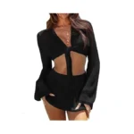 Fisoew Womens Crochet Swimsuit Coverups 2 Piece Bathing Suit Cover