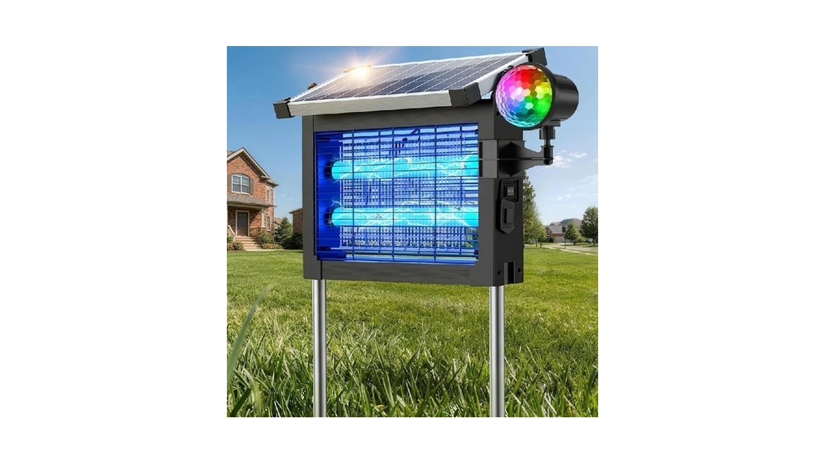 Zechuan Solar Bug Zapper Outdoor, 4500v Electric Mosquito Zapper, Ip66