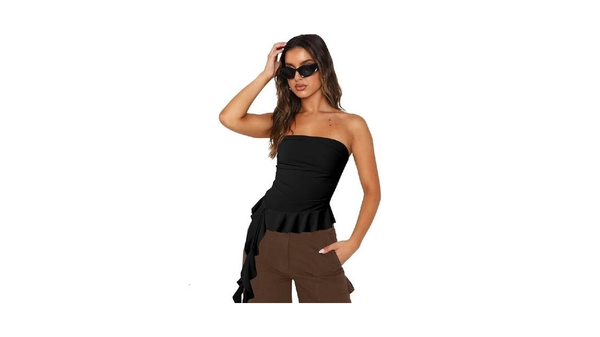 Sumtory Women Petite Tube Tops Y2k Trendy Going Out Tank