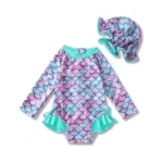 Amawmw Infant Baby Girl Swimsuit Long Sleeve One-piece Swimwear With