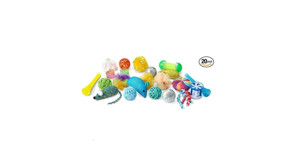 Amazon Basics Cat Toy Set, 20 Piece Variety Pack With