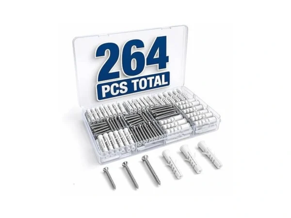 Drywall Anchors And Screws Kit – 264pcs Screws And Anchors