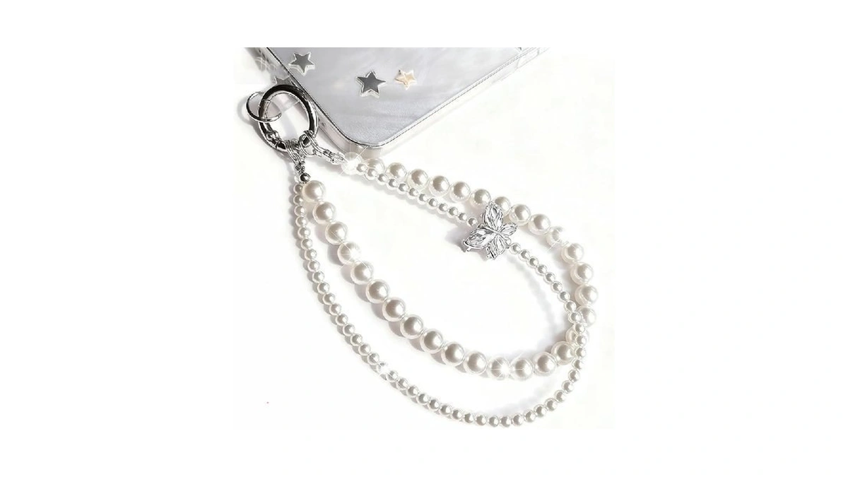 Ayssny Beaded Phone Wrist Strap, Elegant Pearl Cellphone Lanyard Chain