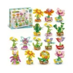 Tecnobicho 12-in-1 Flower Building Set, Botanical Collection Floral Decor Kit,