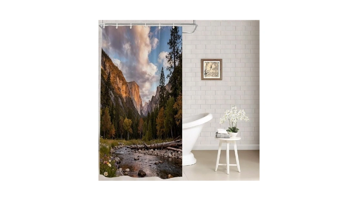 Batmerry Sap Green Wilderness Landscape Decor Shower Curtain,blue Beautiful Nature
