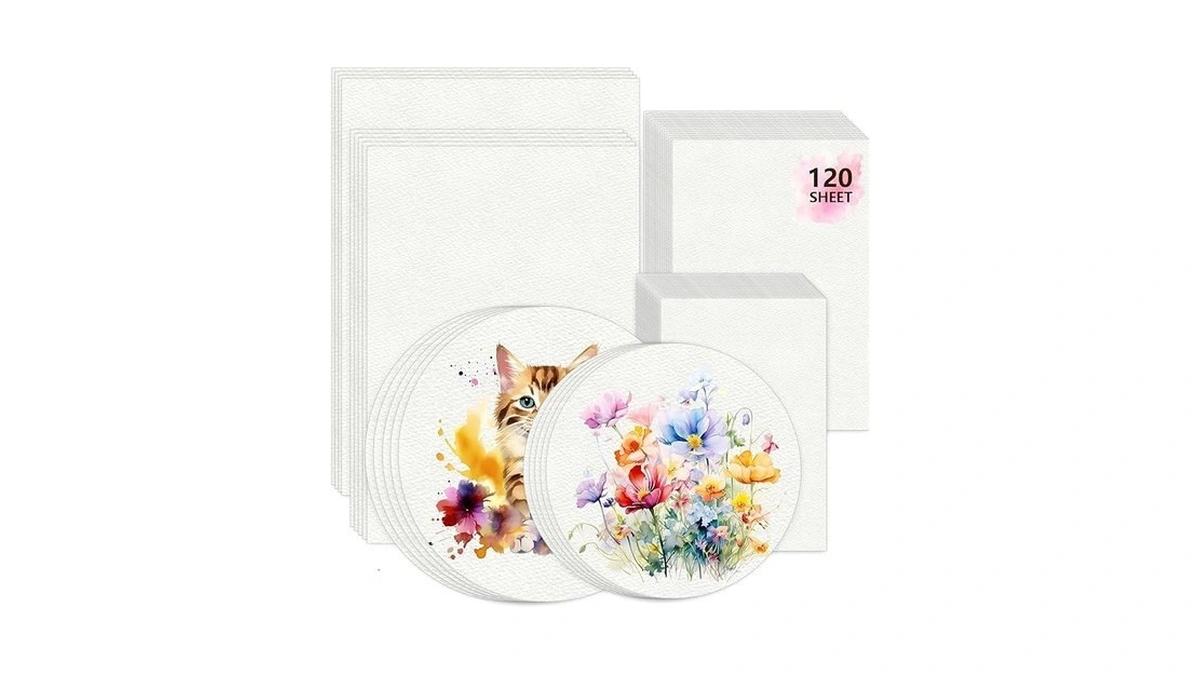 120 Sheets Watercolor Paper Bulk, 6 Sizes 9" X 12",8.5"