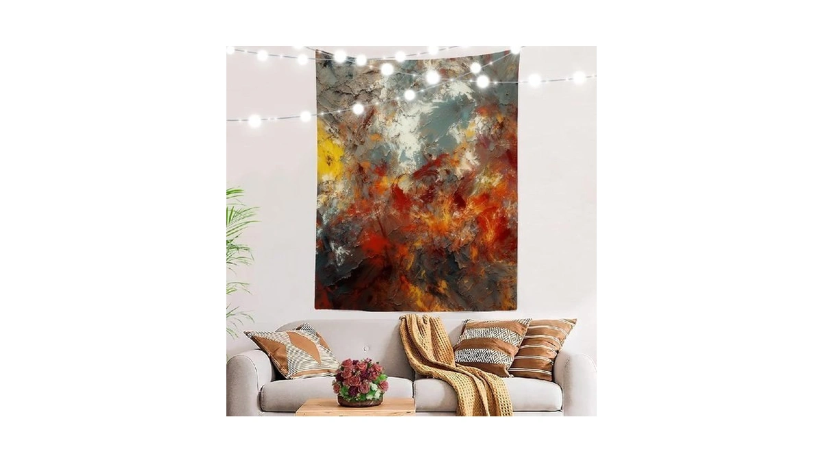 Baonews Grey Blue Modern Artwork Tapestry,water Color Art Oil Painting