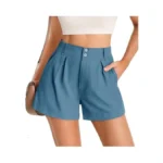 Cicy Bell Womens Summer Elastic High Waisted Shorts Pleated Wide