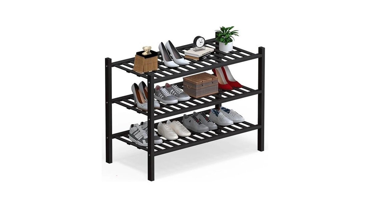 Haddockway Large 3 Tier Bamboo Shoe Rack Storage Organizer, Multifunctional