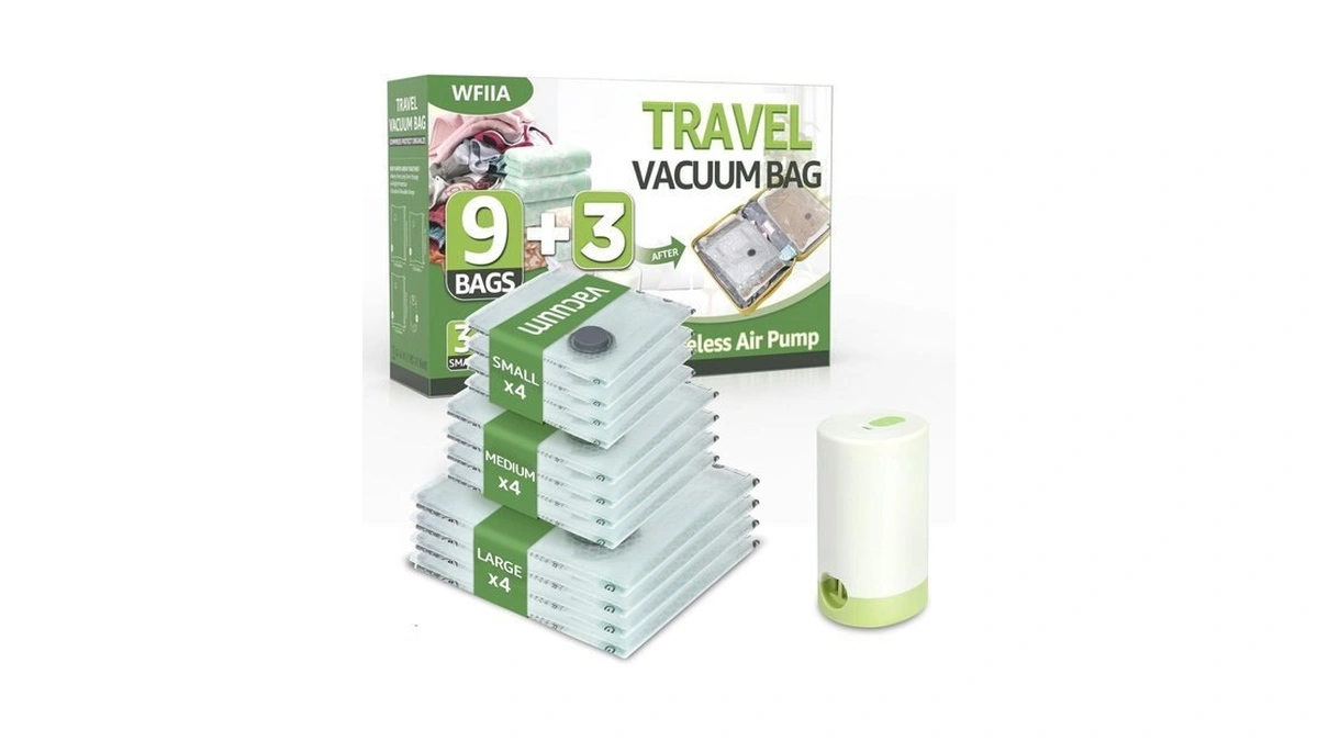 12 Packs Vacuum Bags For Travel With Rechargeable Air Pump,